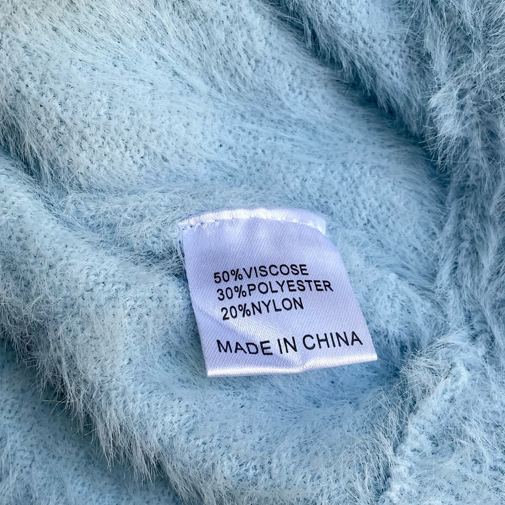 Princess Polly Fuzzy Sweater Cardigan Button Down Stretchy Light Blue SZ S/M - Picture 5 of 9